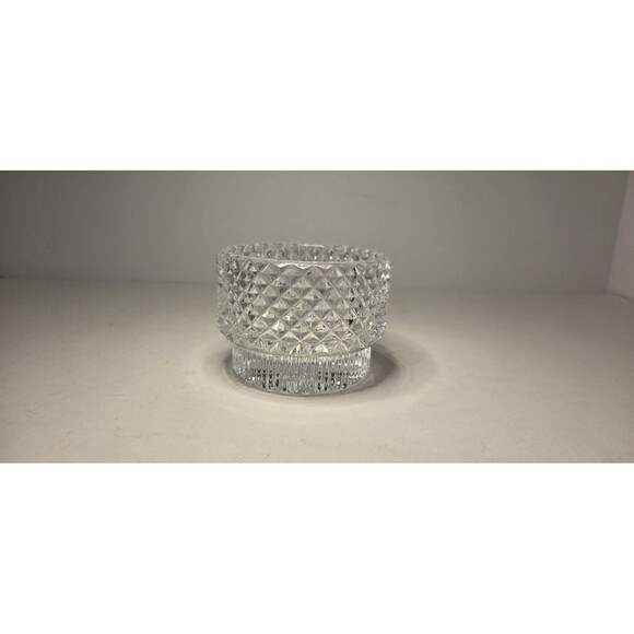 Vintage Lead Crystal Votive Candle Holder Diamond Cut With Star Pattern 2.5" - Picture 1 of 7